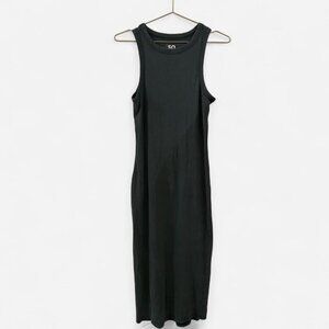 Olive Green Distressed Ribbed Midi Dress Size Large